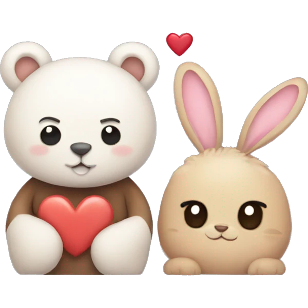 bear and bunny in love emoji