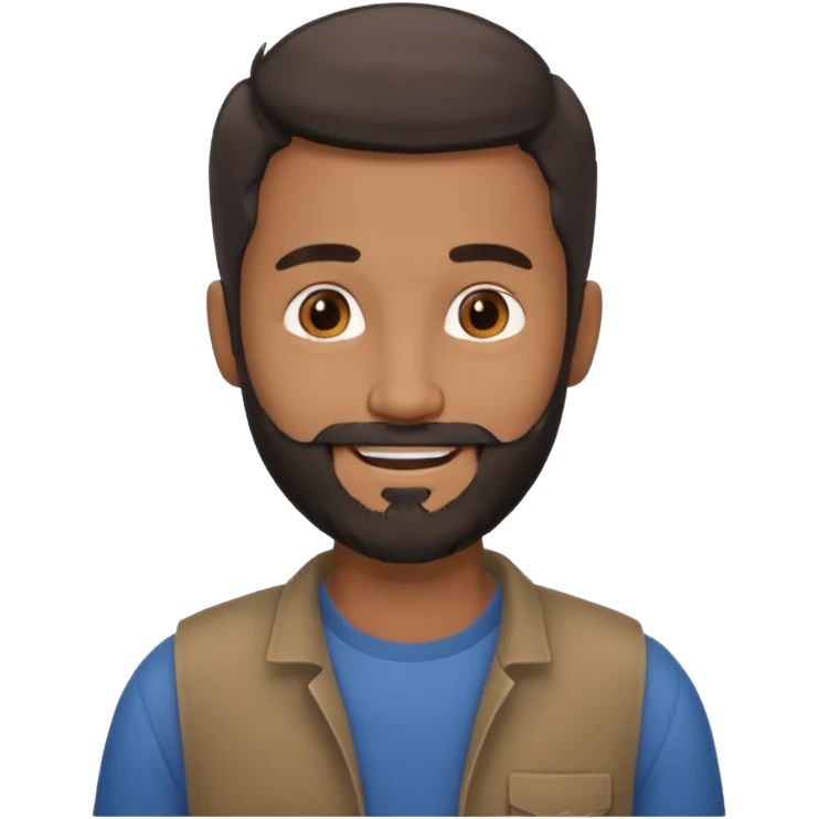 give my dad a grandpa look but beard mixed with grey and black , very low hair on head brown in complexion, casual clothes emoji