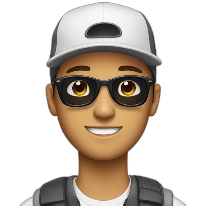 white young man with a cap and sunglasses  emoji