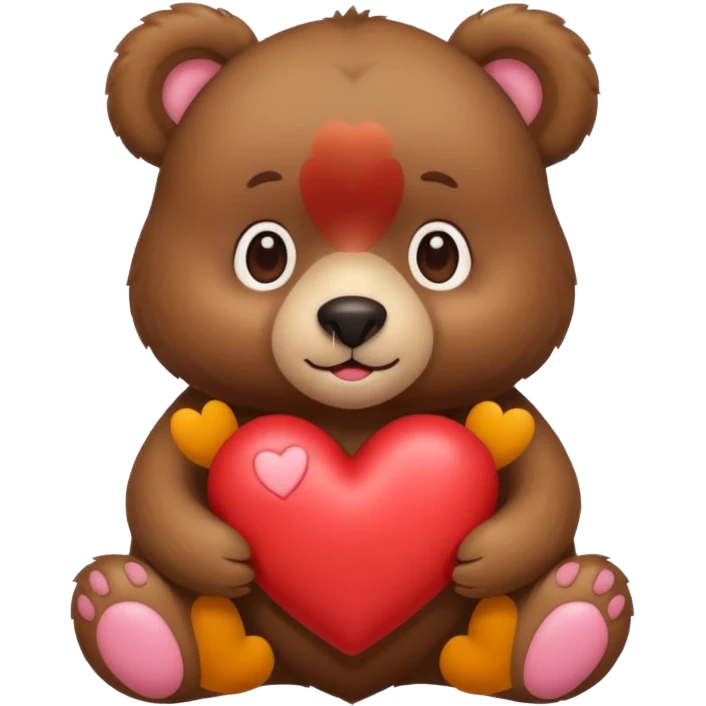 Make a bear holding a heart emoji
