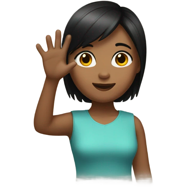 black short hair girl with raised hand emoji