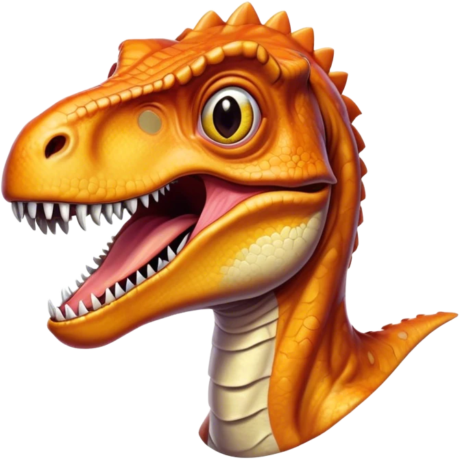 Cinematic Realistic Comical velociraptor/T-rex Portrait Emoji, Head tilted dramatically with an exaggeratedly amused expression, featuring a striking, glossy scaled body with bold natural textures and wide, expressive eyes brimming with playful disbelief, rendered with lifelike detail and dynamic natural lighting, high shine, dramatic yet playful, styled with an air of cheeky prehistoric mischief, soft glowing outline, capturing the essence of a spirited and over‐the‐top velociraptor/T-rex that looks ready to bellow its way into viral fame! emoji