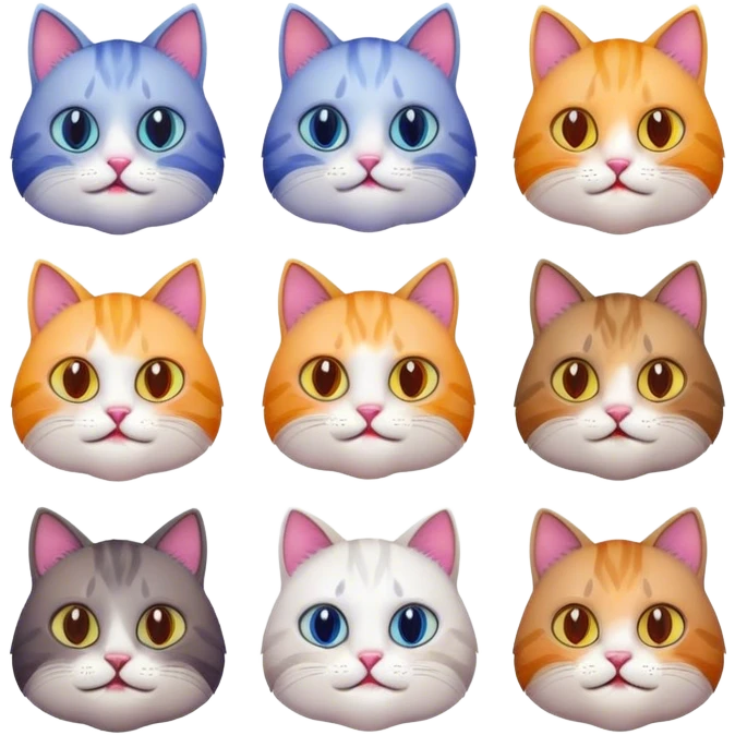 cat with different emotion emoji