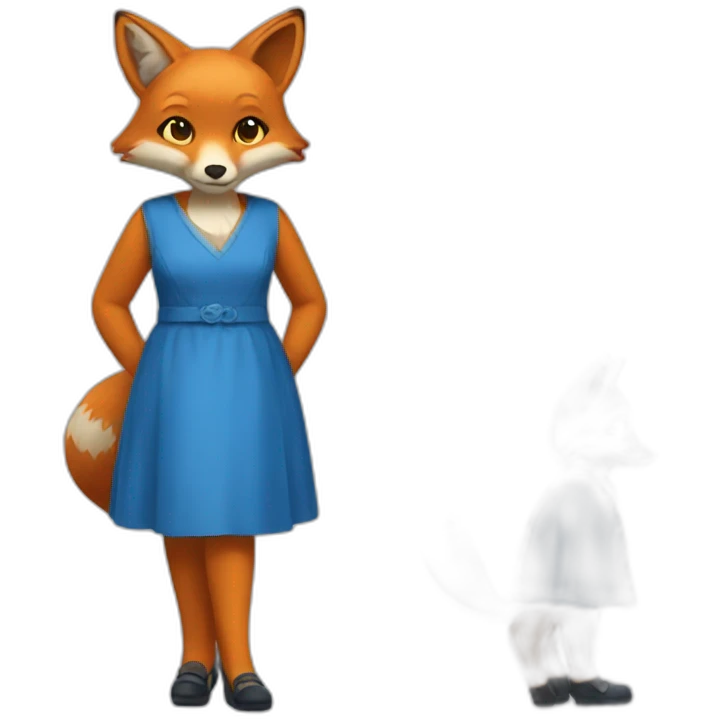 fox in blue dress and shoes  emoji