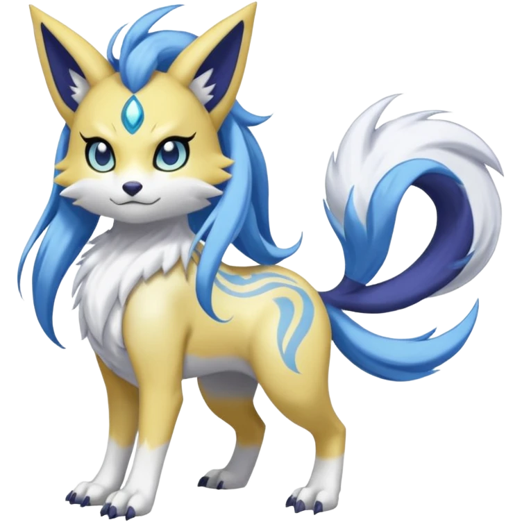 Garurumon-Meloetta-Renamon-fusion-hybrid-creature (full body) emoji