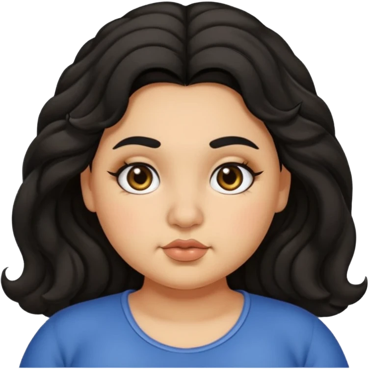 chubby girl with olive skin tone , thick eyebrows , thick nose  and black wavy hairs emoji