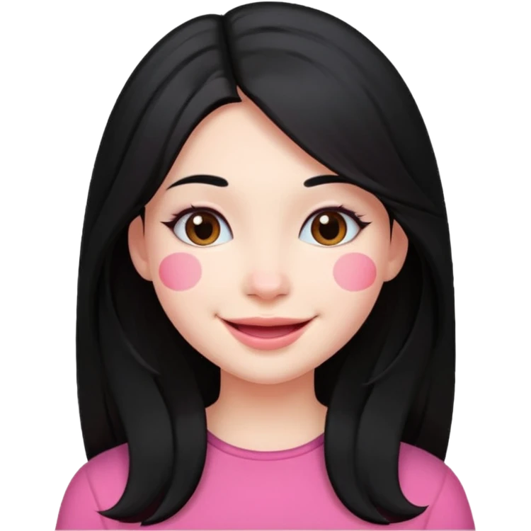 Clean girl long and black Hair and pink Cheek emoji