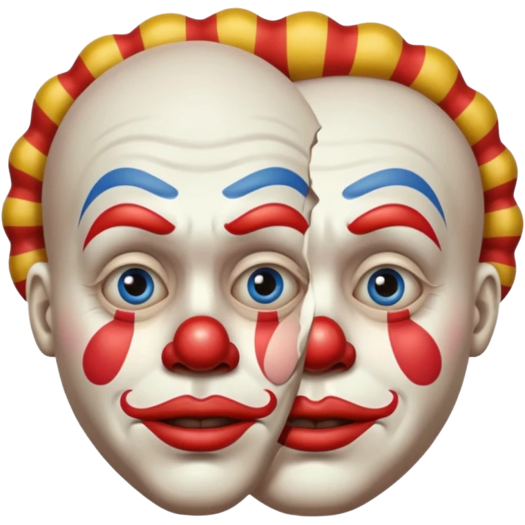 clowns with sad face and shrinking eyes and closed mouth emoji