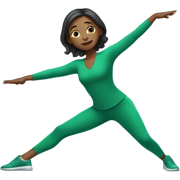 A girl does stretching in a green suit emoji