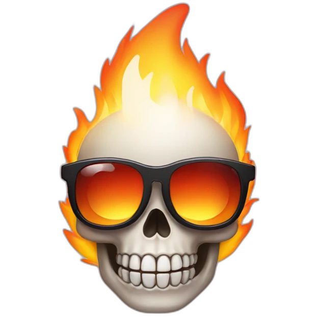 cute skull on fire wearing sunglasses emoji