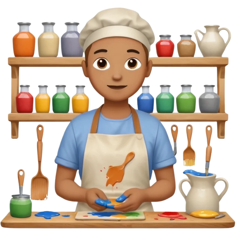 paintcrush with glaze in ceramics workshop

































 emoji