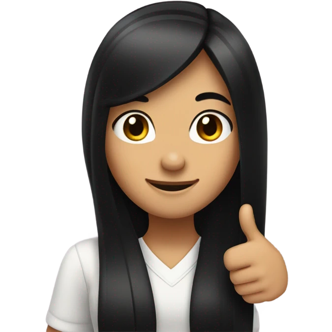a girl with long black hair thumbs up emoji