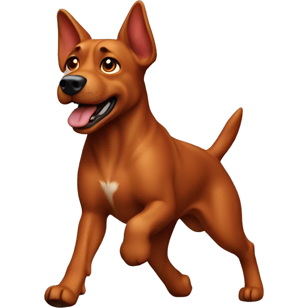 solid red dog with pointed ears running emoji
