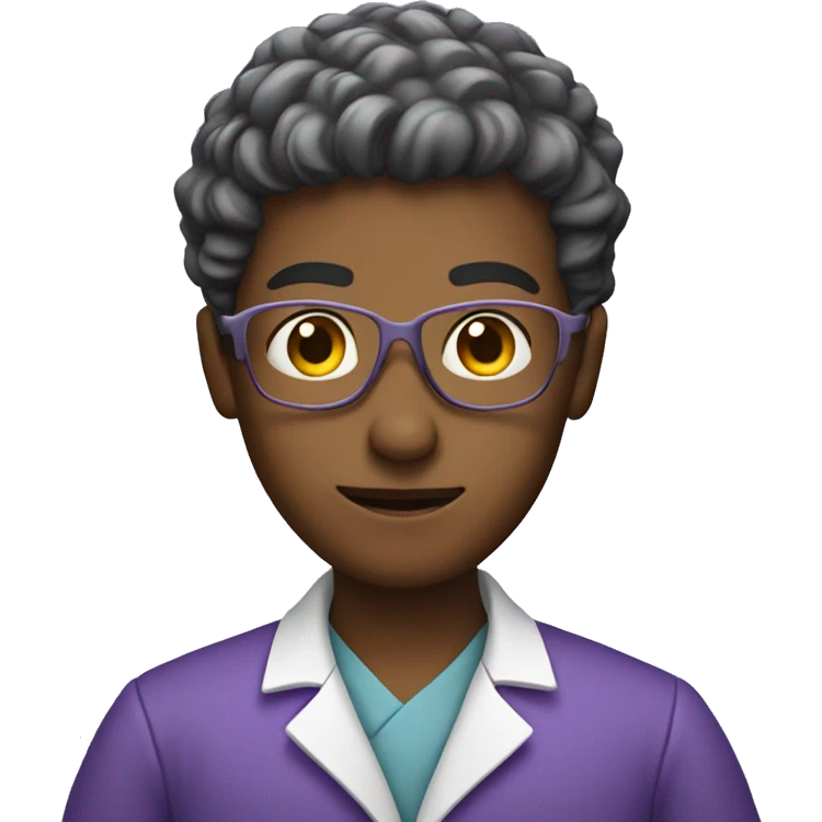 A forensic scientist wearing purple  emoji