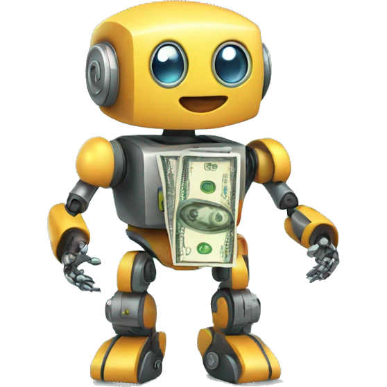 Cute robot with money emoji
