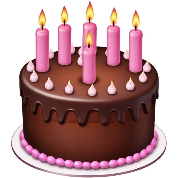 Create a chocolate birdthay cake with pink candles emoji