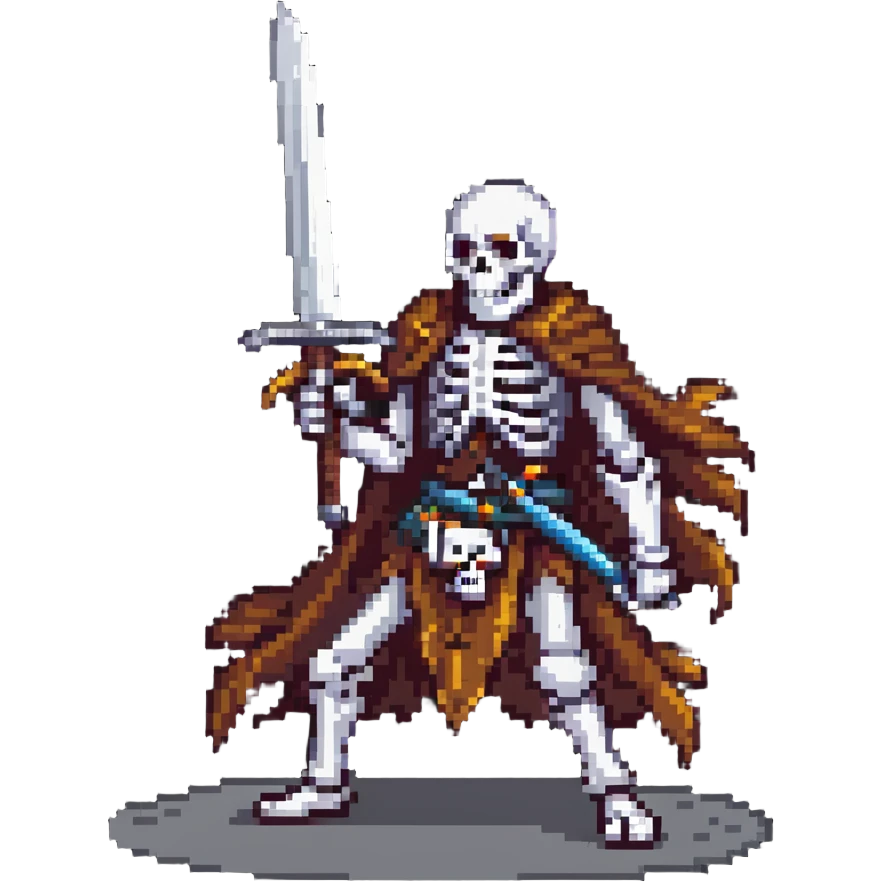 skeleton with a large sword in action pose emoji