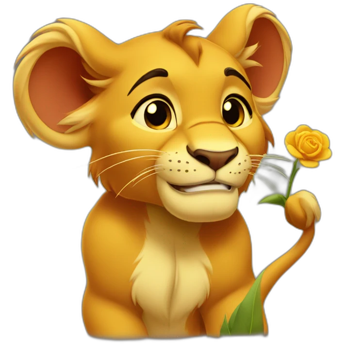 Simba Disney avec une fleur emoji