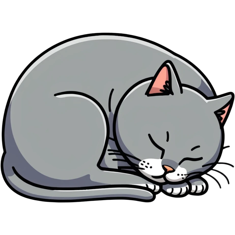 sleeping cat curled up cartoon style emoji