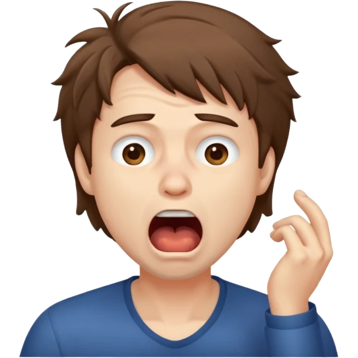 Weak man with disheveled hair yawning emoji