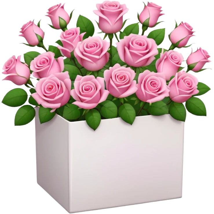 bouquet of pink 25 roses in a white box emoji