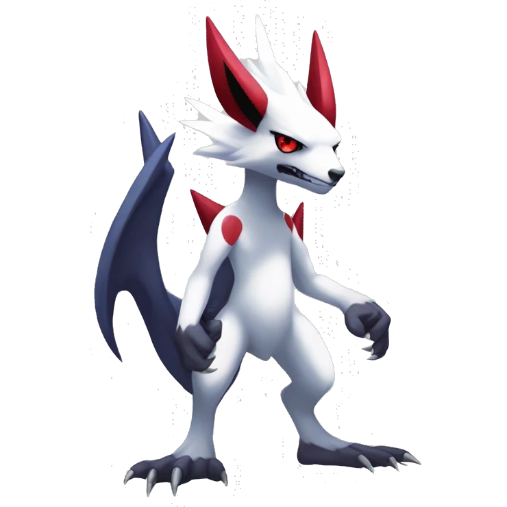 Cool Edgy Zangoose-Absol-Seviper Fakémon Digimon with Edgy markings, full body, outlined emoji