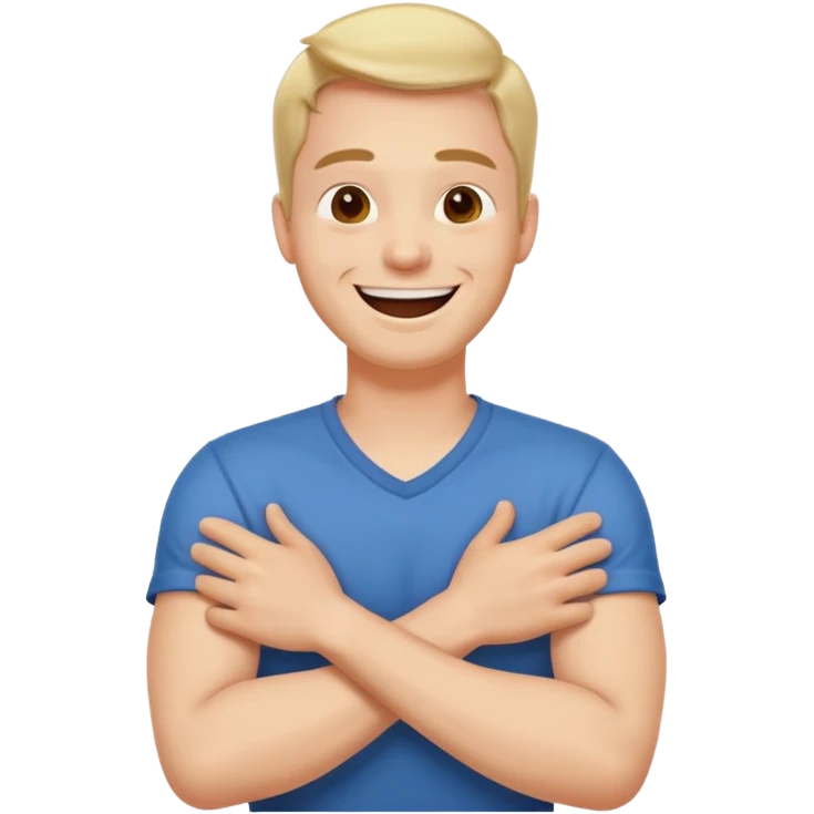 Arms crossed holding neck laughing guy  emoji