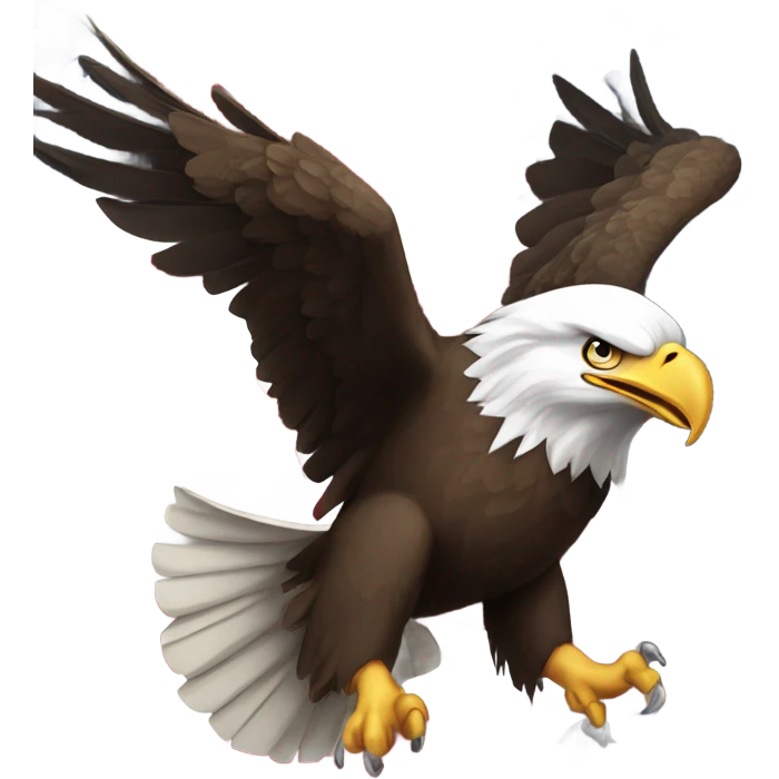Bald eagle flying in front of American flag emoji