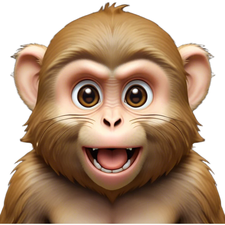 Cinematic Comical Macaque Portrait Emoji, Head tilted dramatically with an exaggeratedly shocked expression, featuring a dynamic, animated face with wide, comically expressive eyes full of humorous disbelief, Simplified yet hilariously expressive features, highly detailed, glowing with a slightly sassy glow, high shine, dramatic yet playful, stylized with an air of quirky primate attitude, soft glowing outline, capturing the essence of a meme-worthy macaque that looks ready to side-eye its way into viral fame! emoji