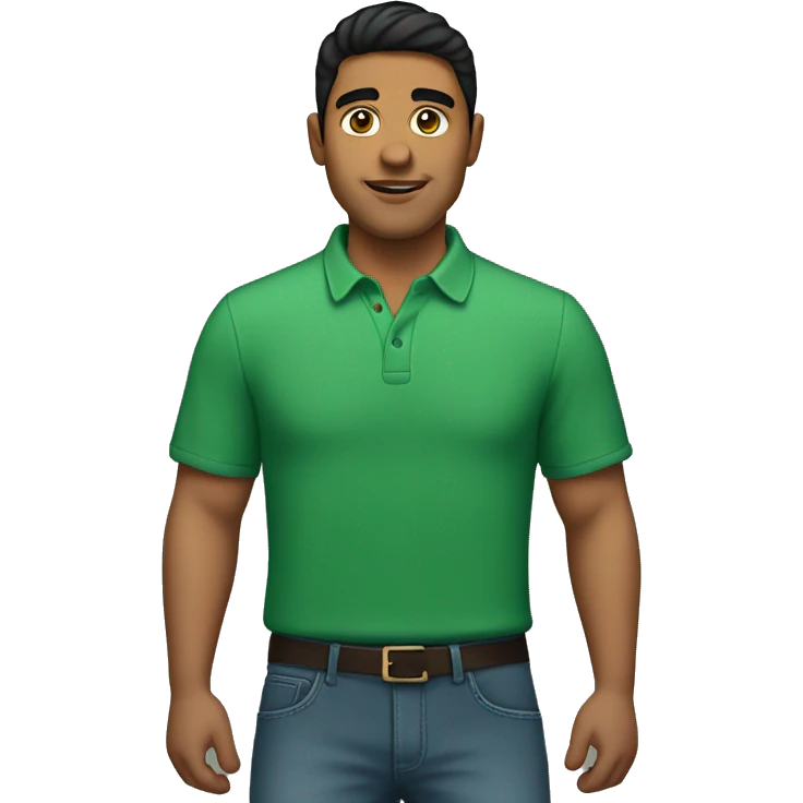 Hispanic Man in His 20s wearing a green shirt  emoji