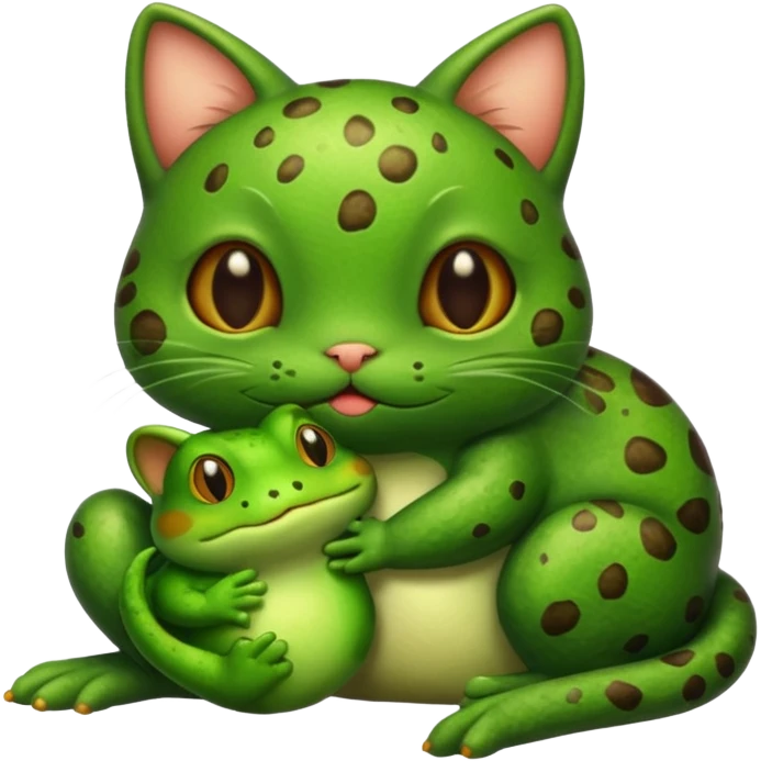 Cat kissing frog emoji