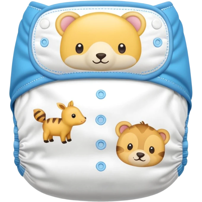 White baby diaper with cute animal drawings on it emoji