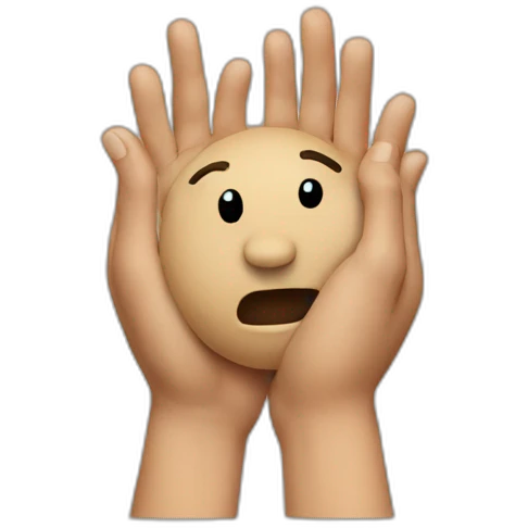 Chocked emoji with hands behind it emoji