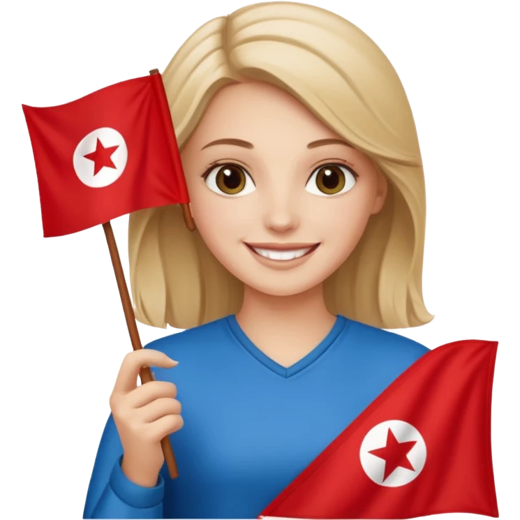 a white  girl holding tunisia flag emoji
