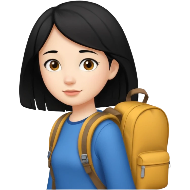 girl with black hair leaving home emoji