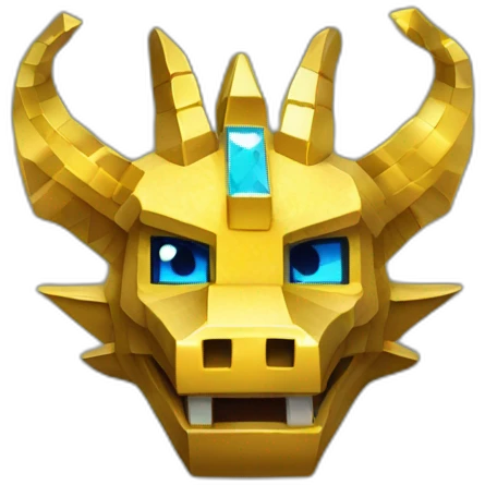 Minecraft Glitter Gold Dragon Head With Diamond Horn emoji