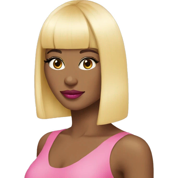 Blonde bangs bob pink lips emoji