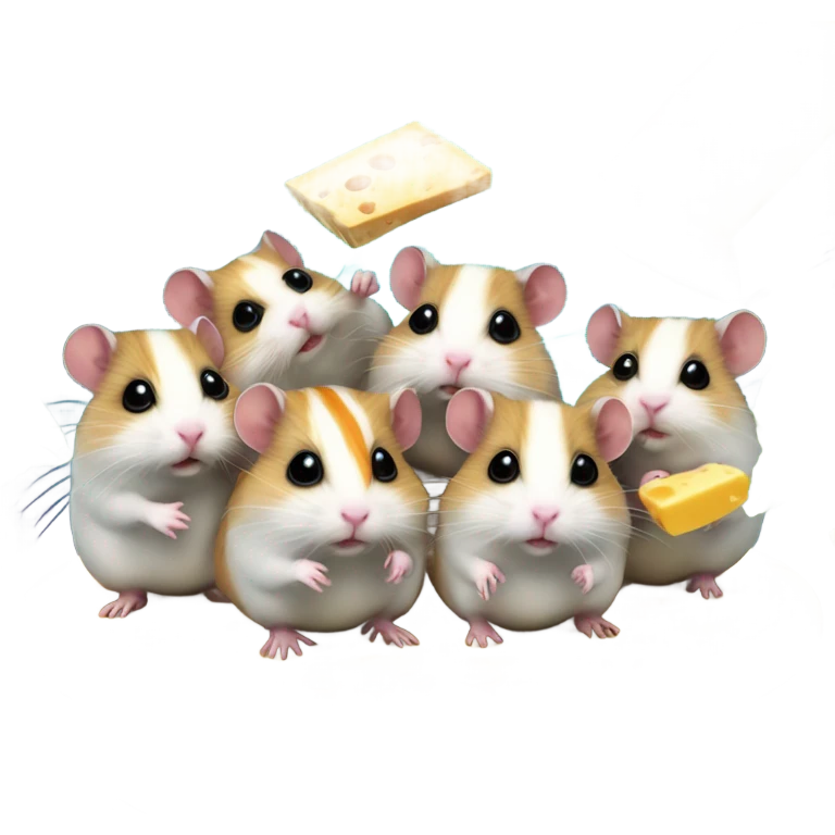 alien hamster cult with cheese and weed on ufo emoji