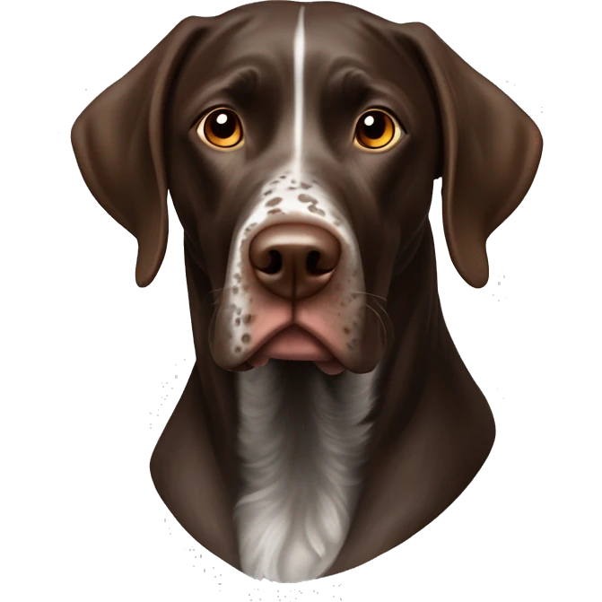 brown gsp dog French Pointer, dark brown roan with eyes, dark brown fur emoji