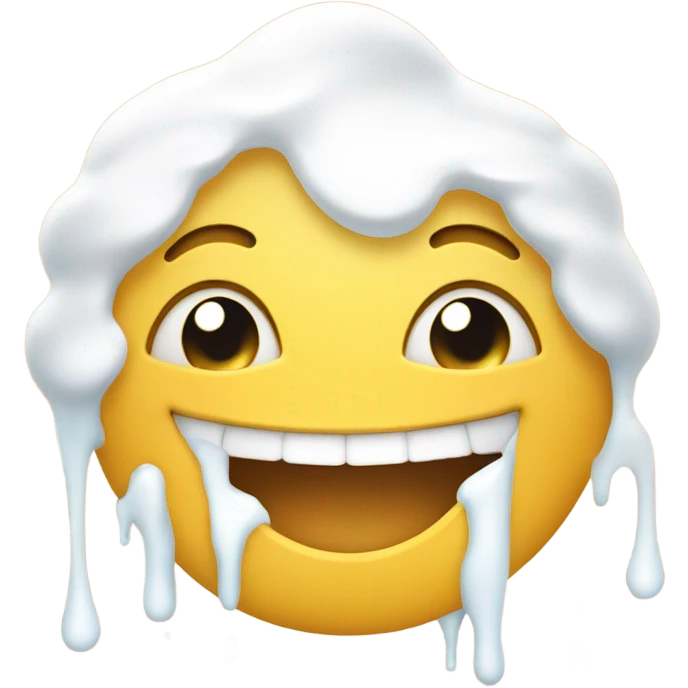 Satisfied face dripping with milk on cheeks emoji