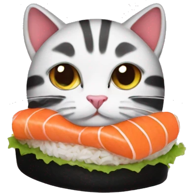 cat wearing a hat made of sushi emoji