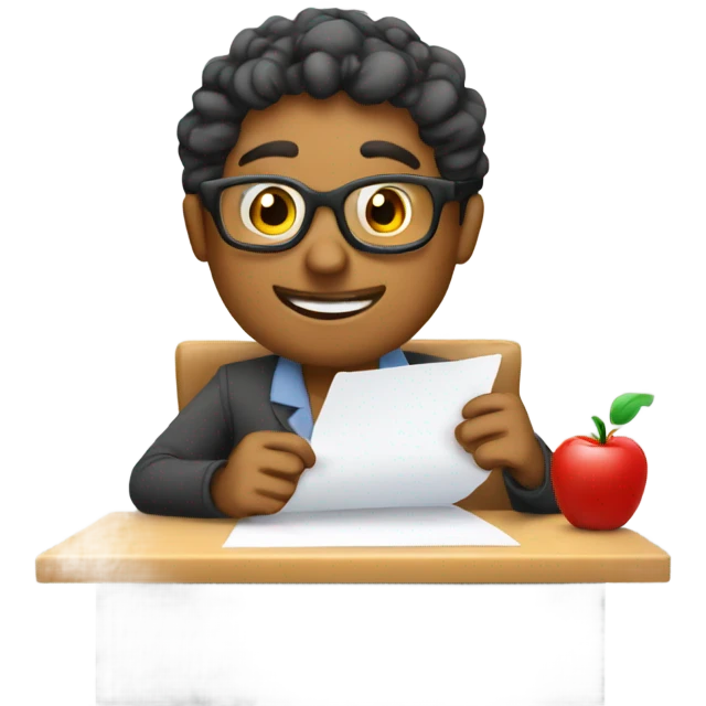 Teacher marking papers emoji