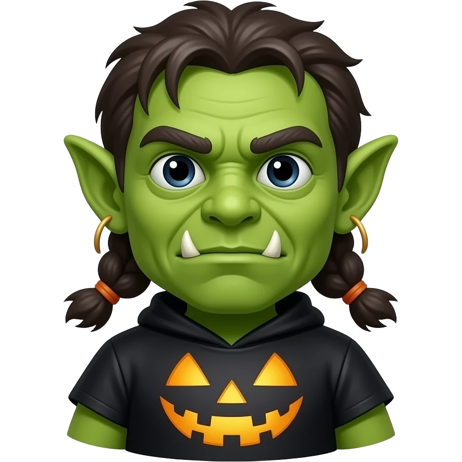 green Orc in Halloween costume bust size emoji