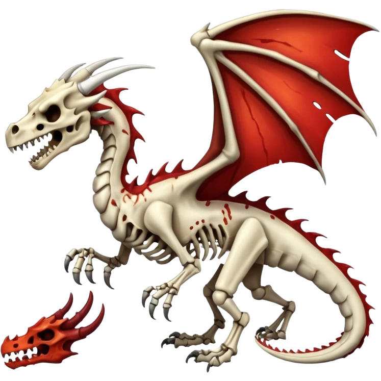  skeletal skeleton bone dragon with some blood dripping emoji