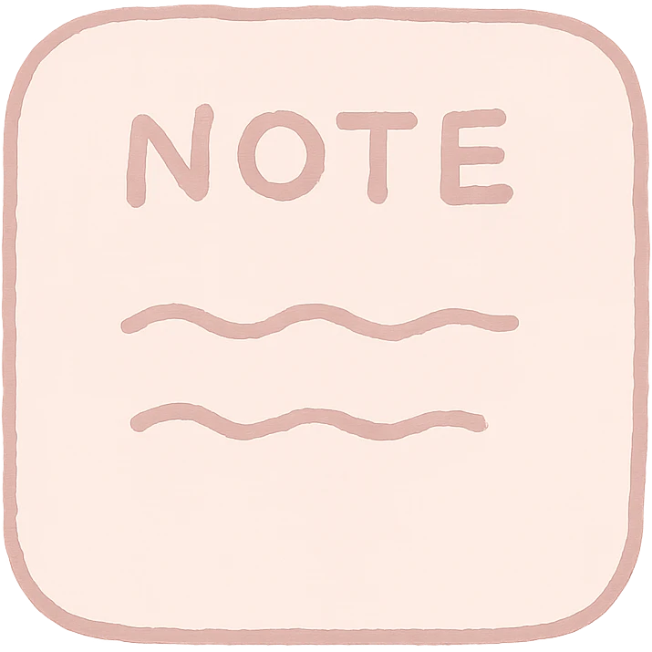 soft and cute notes memo icon, pink theme, Japanese hand-drawn style, transparent background, for mobile home screen emoji