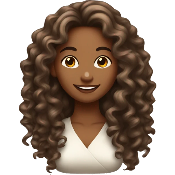 pretty brown coquette woman with long flowy curly hair emoji