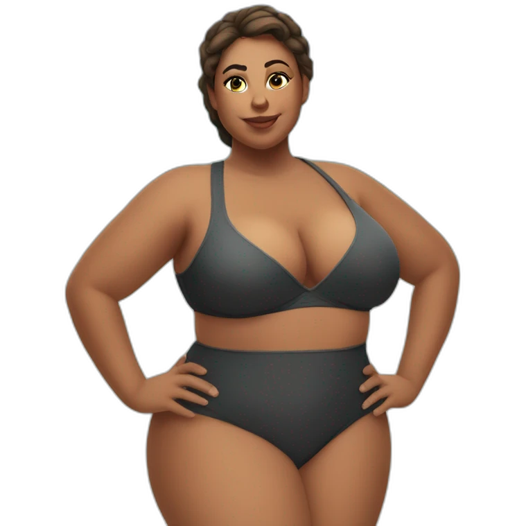 Thicc caucasian woman swimsuit posing emoji