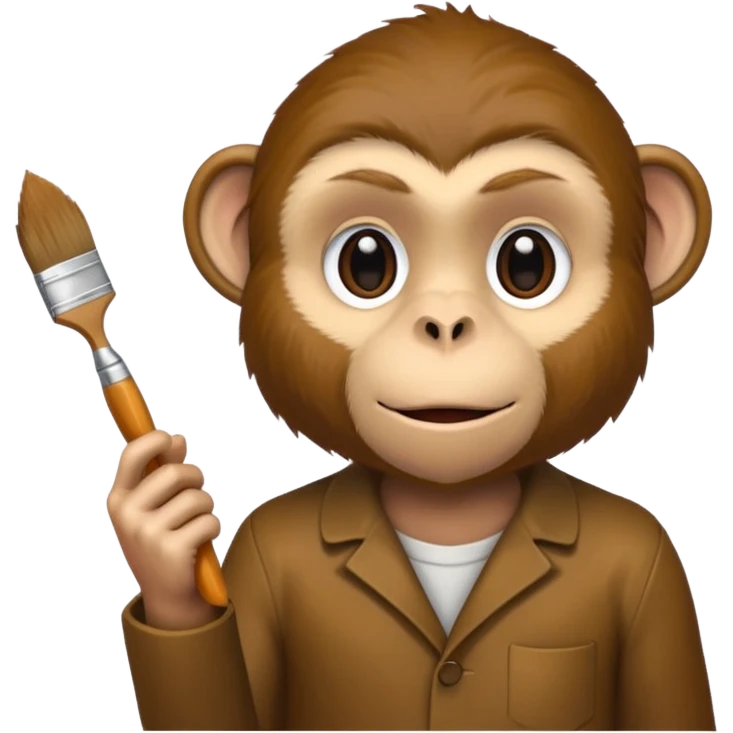 Monkey with human look is painting monkey on the wall emoji