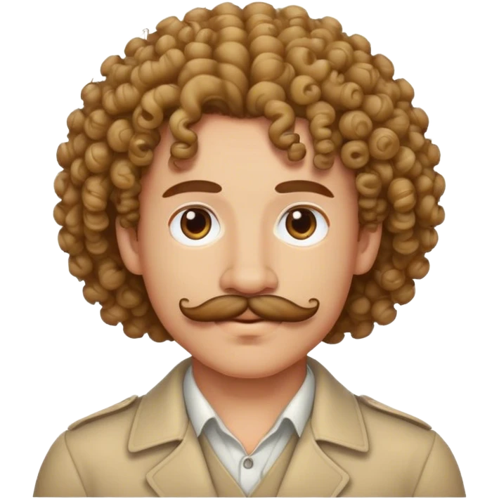 a person with curly hair and mustach emoji