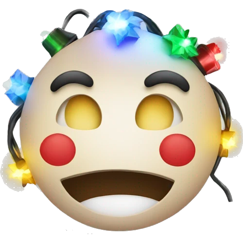 christmas lights around happy face emoji